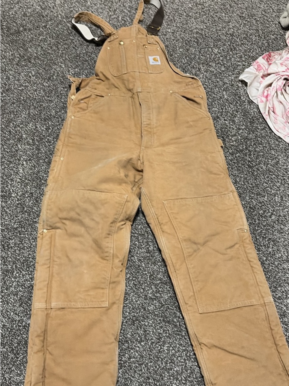 Carhartt men’s Tan Canvas Bib Overalls